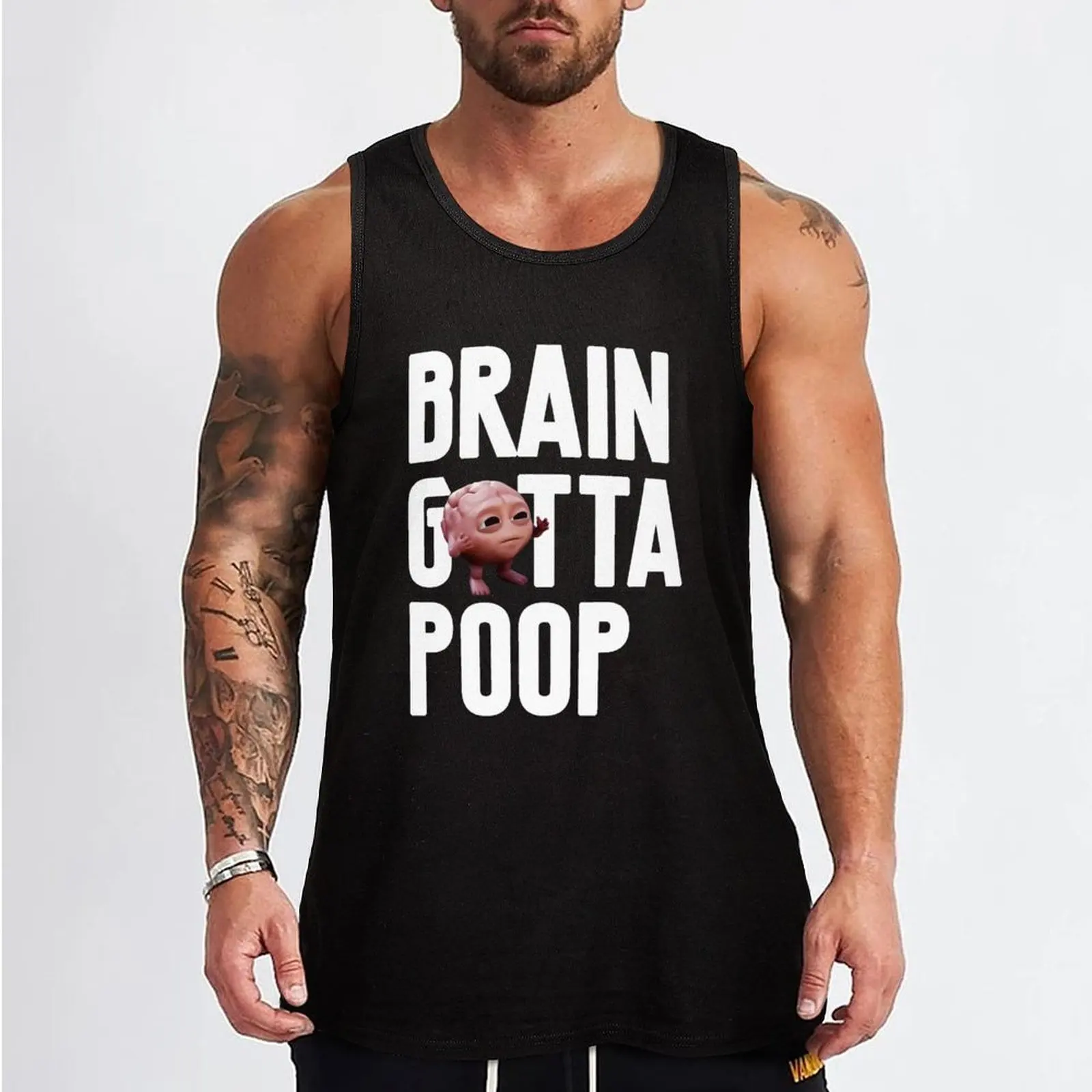 Brain Gotta Poop Tank Top sleeveless man shirts summer