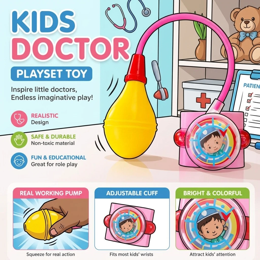 Kids Doctor Play Set - Simulation Blood Pressure Monitor Toy, Pretend Medical Checkup Kit for Children Educational Gift