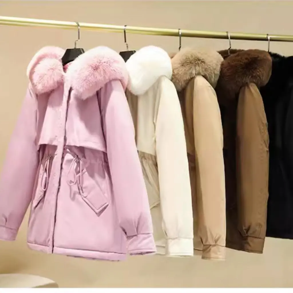 Damesjack met katoenen vulling, met fleece gevoerd, verdikt, Koreaanse stijl, losvallende winterjas, snoekkleding