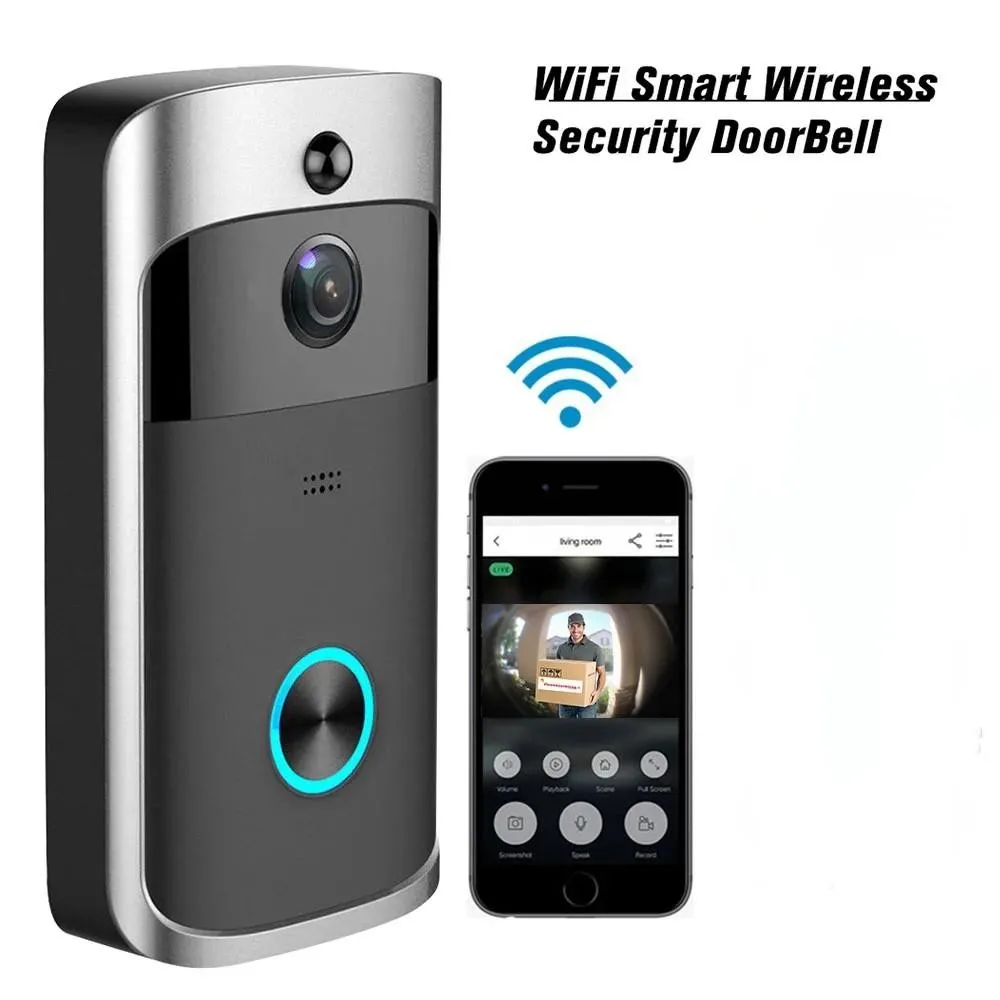 V5 Security Video Doorbell 2.4G Wifi 2-Way Audio HD Night Vision Viewing Angle 166° Pictrue Snappe Video Recorde Cloud Storage
