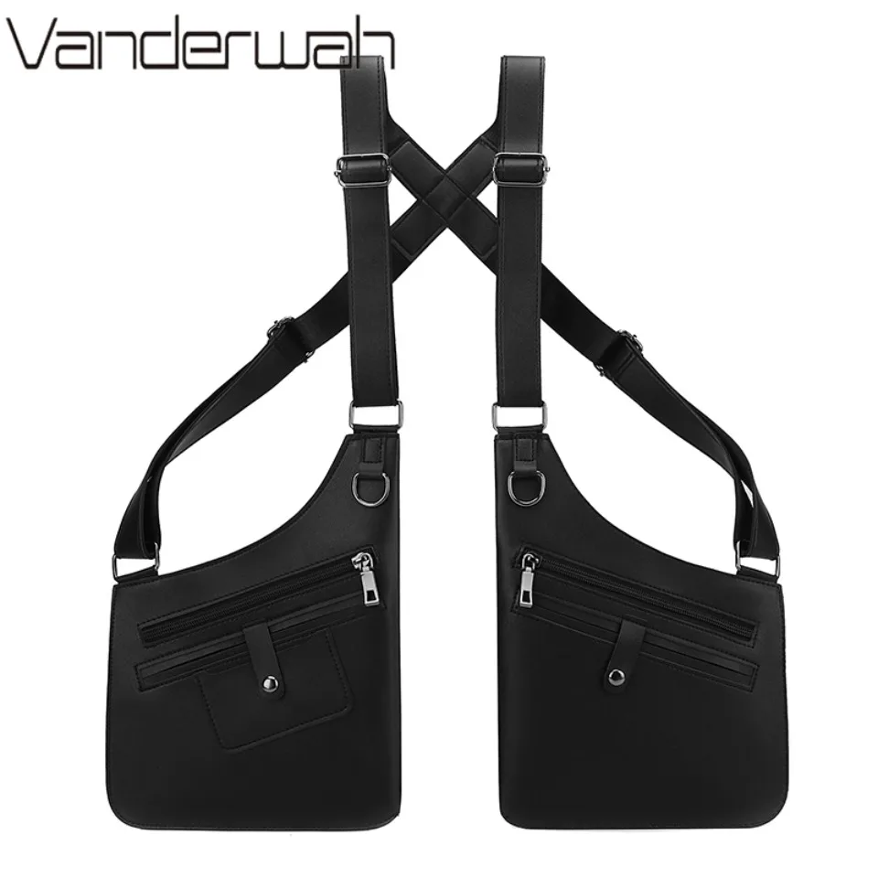 

Double Shoulder Strap Multi-Pocket Outdoor Anti-Theft Tactical Fishing Bag Waterproof PU Multi-Purpose Men's Crossbody Bags