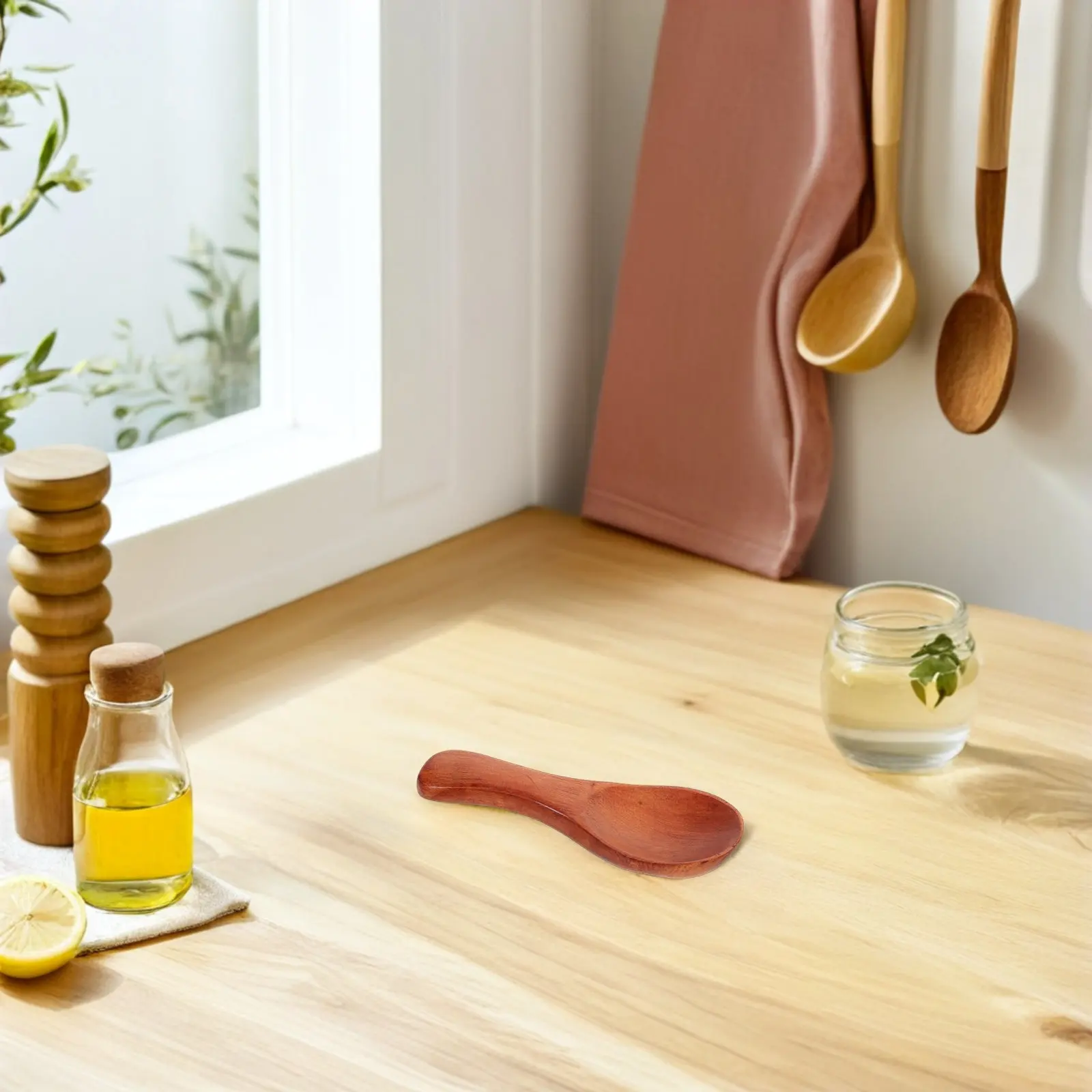 8 Cucharas de Madera para Helado, Hechas a Mano, de Madera Maciza, Mini Cucharas para Postre, Café, Matcha, Té, Mermelada, Condimentos, con Vetas Naturales