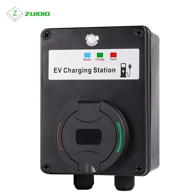 EVSE Wallbox EV Charger Wall Type2 32A 22kw/7kw Single/Three Phase Mount Charging Station Socket RCMU RFID EKEC4