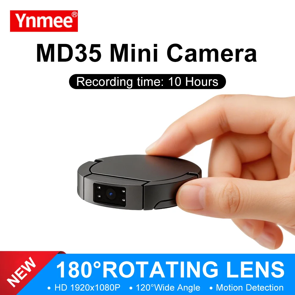 

Мини-камера Ynmee MD35 1080P, портативный цифровой видеорегистратор, скрытая камера с датчиком движения, 10 часов работы, видеокамера-видеорегистратор