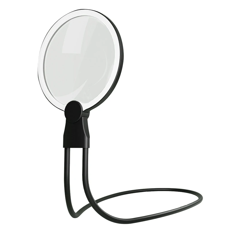 Neck Handheld Desktop Large Lens Magnifier With 24 Ultra Bright Leds Light USB Glass Handheld For Seniors