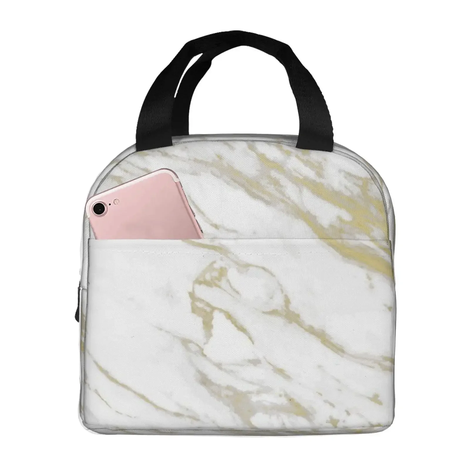 Texture Marble Print Insulated Lunch Bag For Women Men Portable Thermal Cooler Insulated Lunch Box Picnic Travel Food Tote Bags
