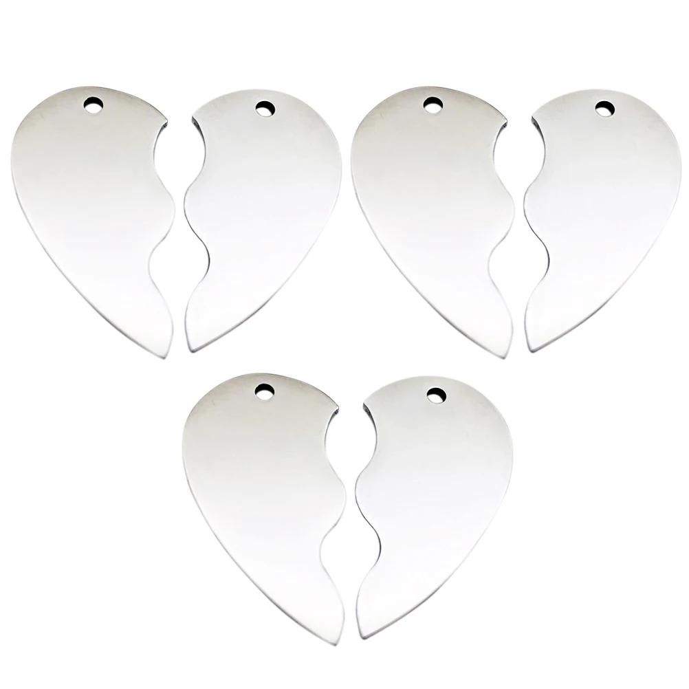 

Key Chain Pendant Lovers Stainless Steel Gifts 3 Pairs Accessories Valentine Heart DIY Craft Supplies Jewelry Parts