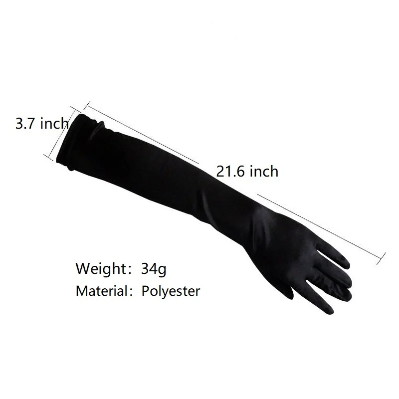 Stretch Long Gloves Woman Solid Black White Elegant Wedding Evening Party Dinner Dress Gloves Anti-UV Driving Gloves Cosplay