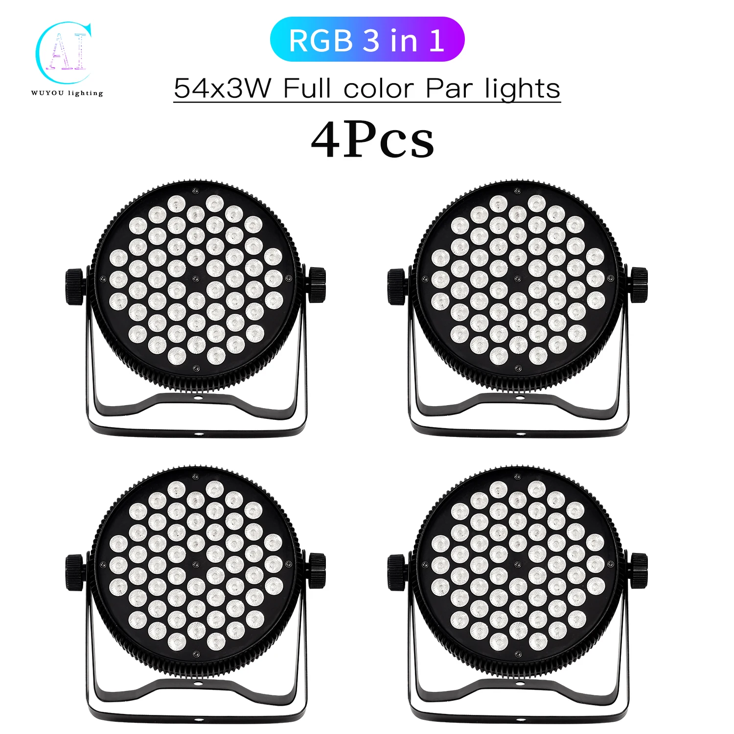 

4Pcs/Lots RGB 3 in 1 LED Par Light 54x3W Aluminum Flat Stage Light DMX512 Control for DJ Disco Bar Party Dance Floor Decoration