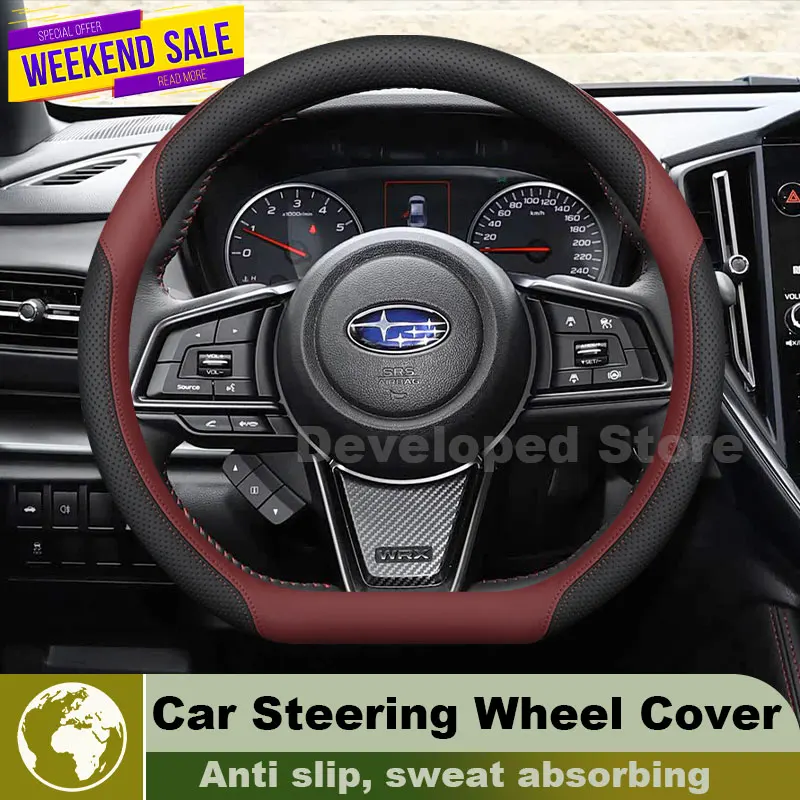 Leather Car Steering Wheel Cover For Subaru WRX STI Levorg 2015-2026 Auto Steering Wheel Interior Subaru Levorg Accessories