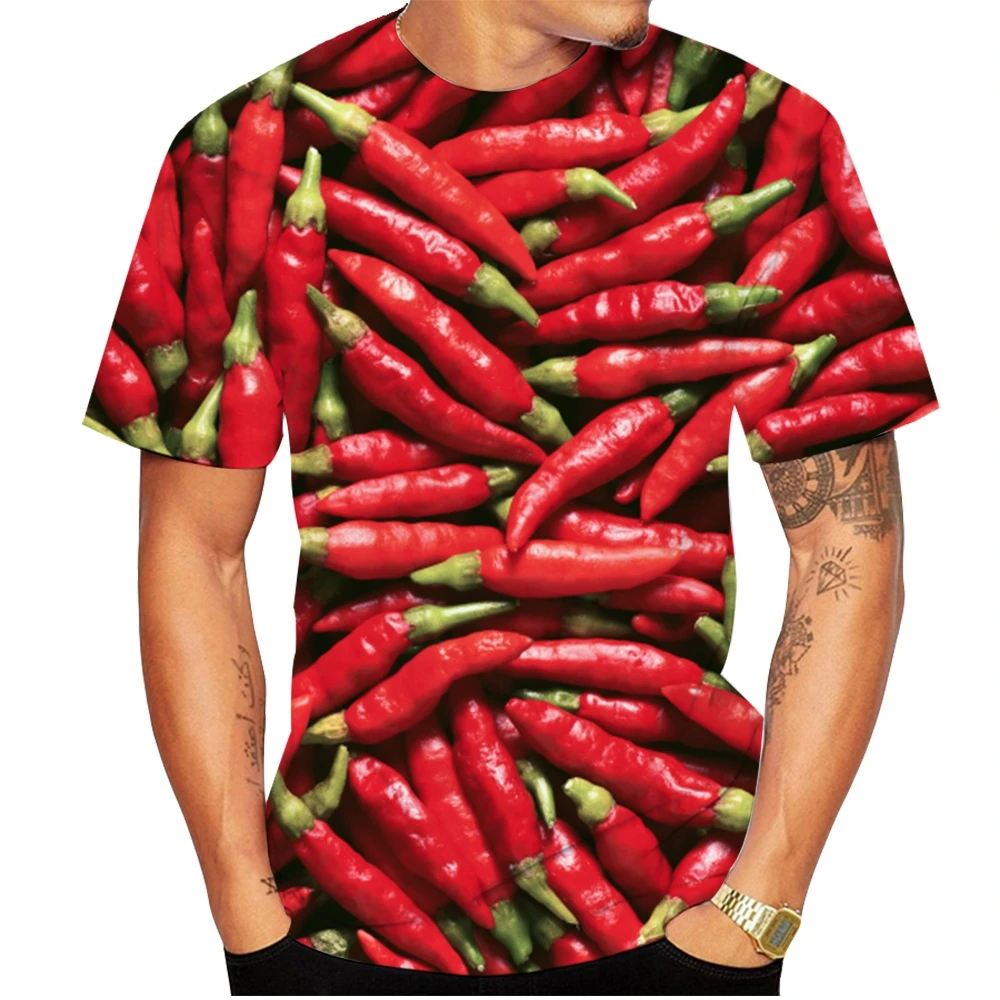 New Summer Hot Sale Hot Chili Peppers Men\'s/women\'s Fashion Slim T-shirt 3D Printing T-shirt Casual Round Neck Top 100~6xl