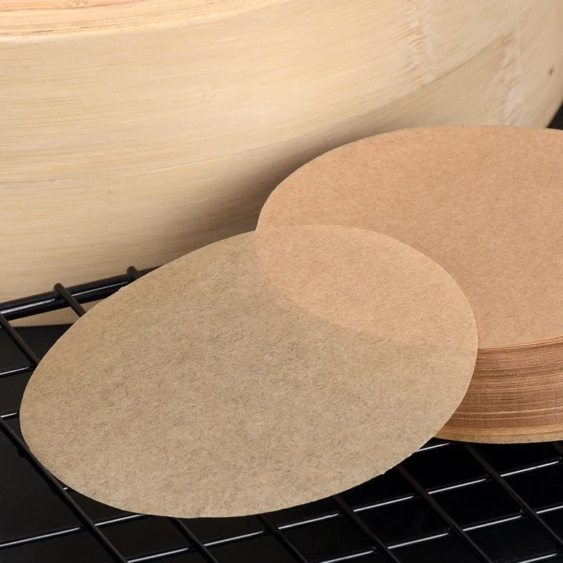 500 Pcs Natural Color Round Square Non-Stick Steamer Bottom Oil Paper Food Baking Steamed Buns Pad Papers