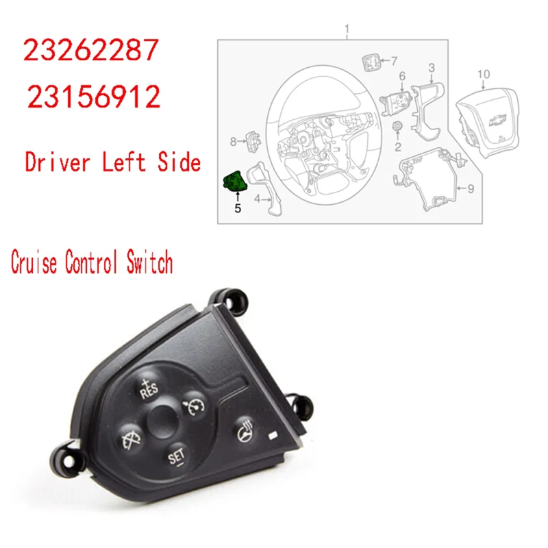 

23262287 AC Delco Cruise Control Switch Driver Left Side For Chevy Hand Colorado Silverado GMC Sierra 23156912 Replacement
