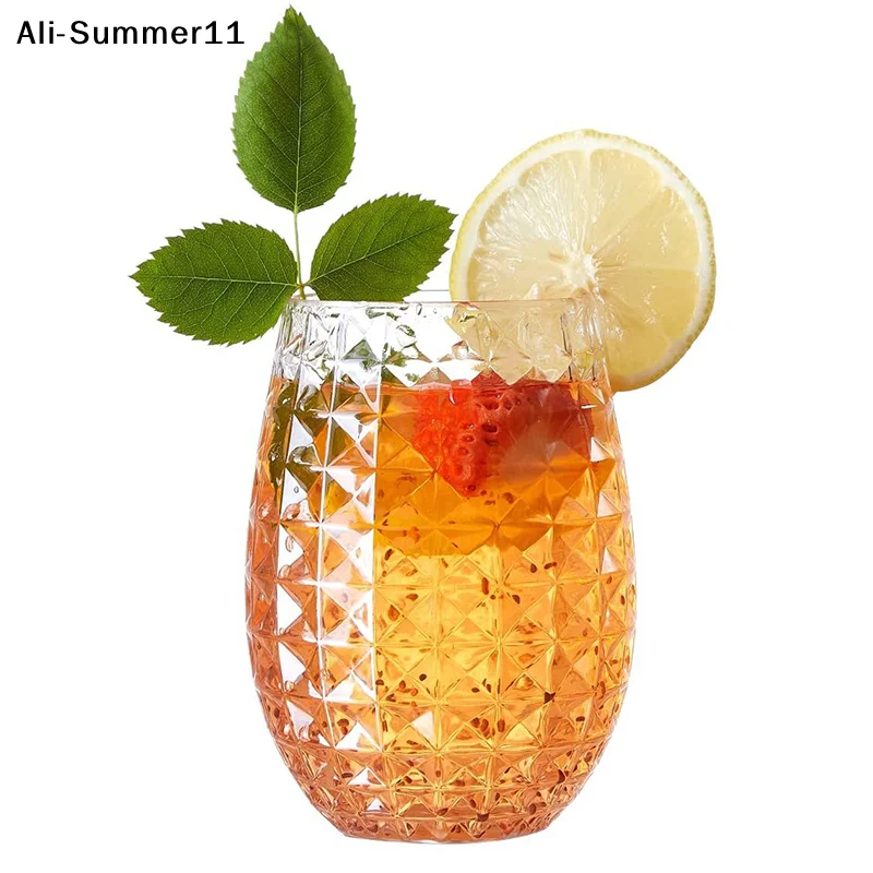 【1a1】1Pc 2025 12OZ PET Wine Glasses Cocktail Juice Drinking Plastic Cups Unbreakable Reusable for Outdoor Pool Party Picnics