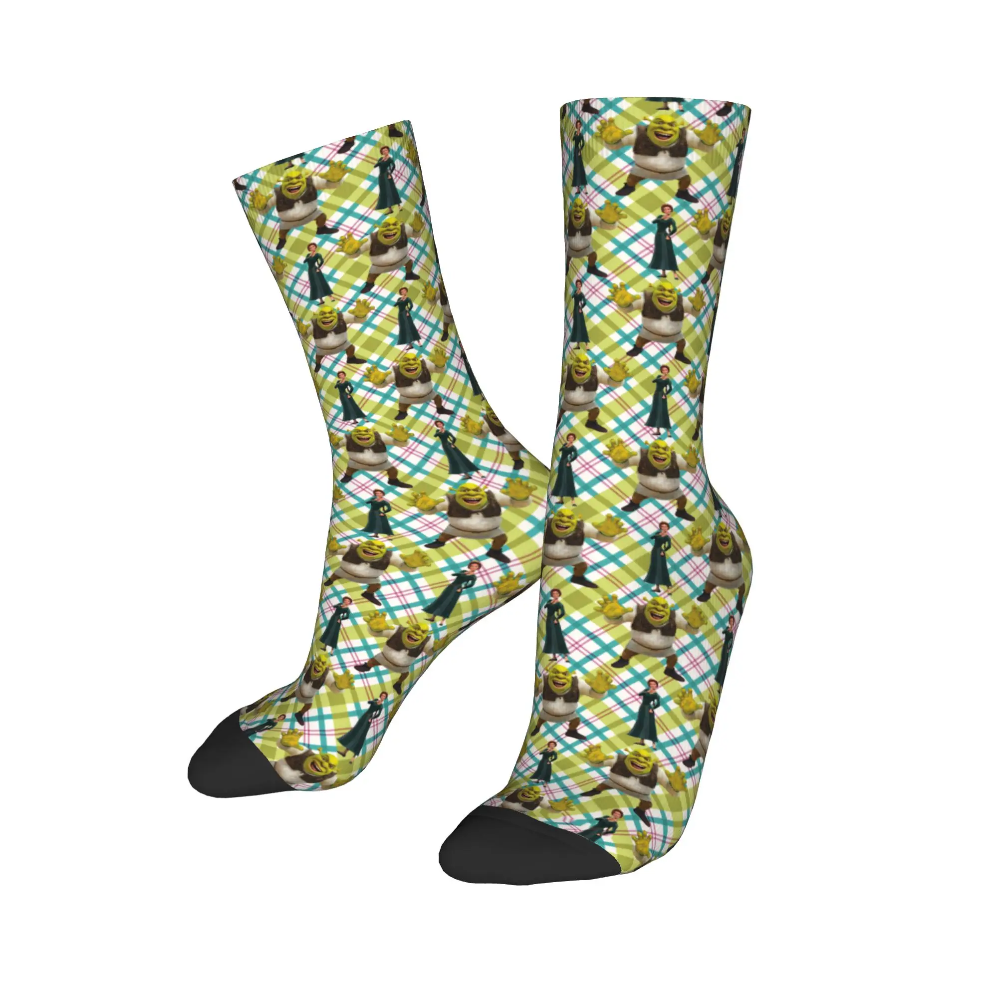 Crazy Design Cartoon Monster Shreks Skateboard Socks  Polyester Long Socks for Unisex Breathable