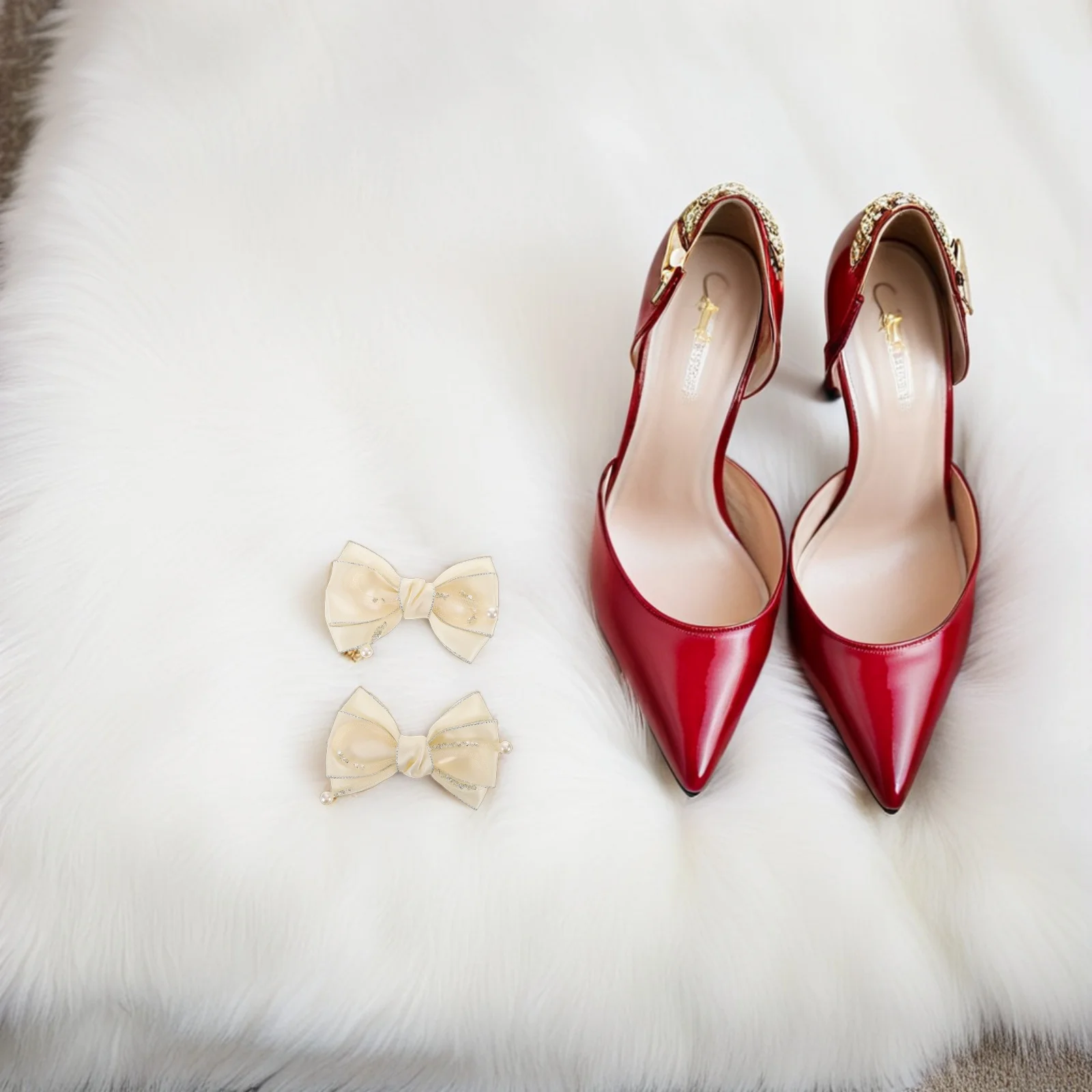 

1 Pair Removable Bowknot Shoe Clips Rhinestone Bows For High Heels Flats Handmade Flower Charm Shoe Jewelry Women Wedding Party