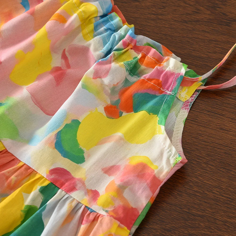 Summer New Girls Dress Vacation Style Beach Resort Dress Girl Strapless Bestseller Kids Clothes