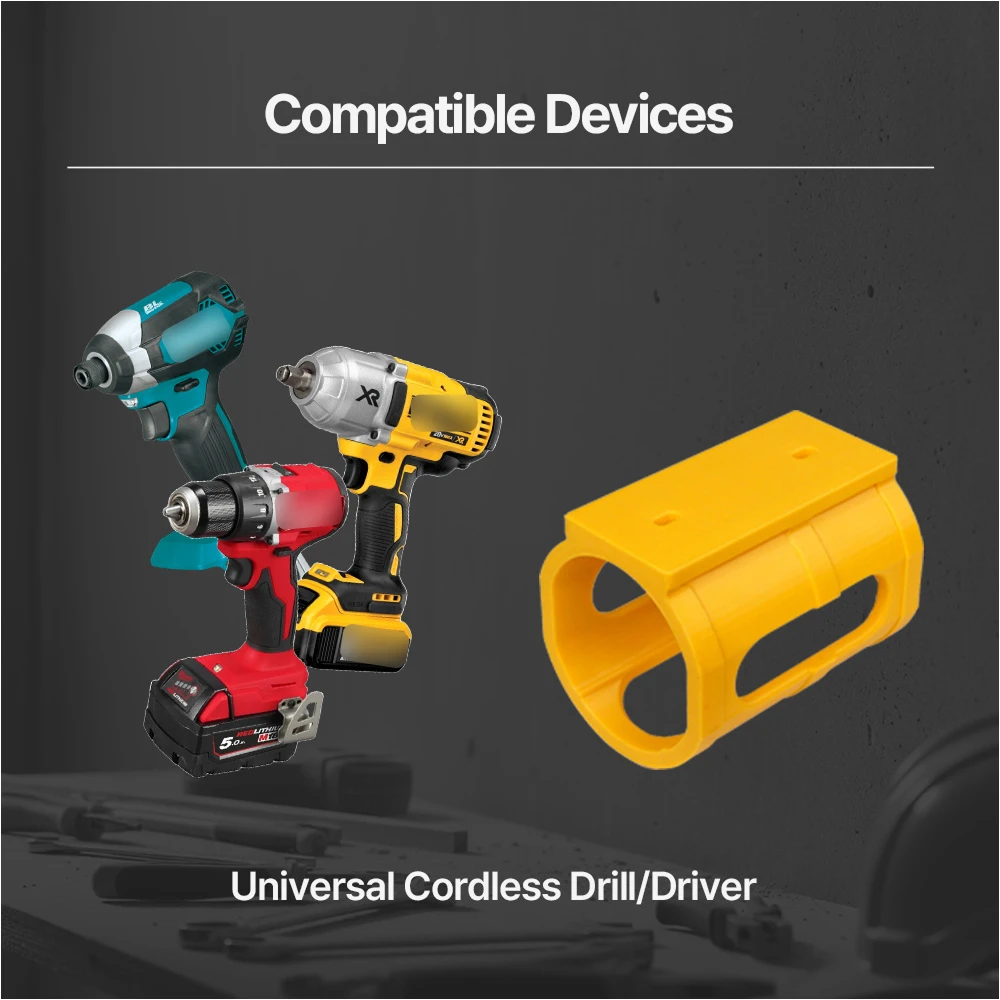 Universal Drill Holder Wall Mount, Compatible with Milwaukee, Makita, DeWALT, Ryobi & Bosch Cordless Drills