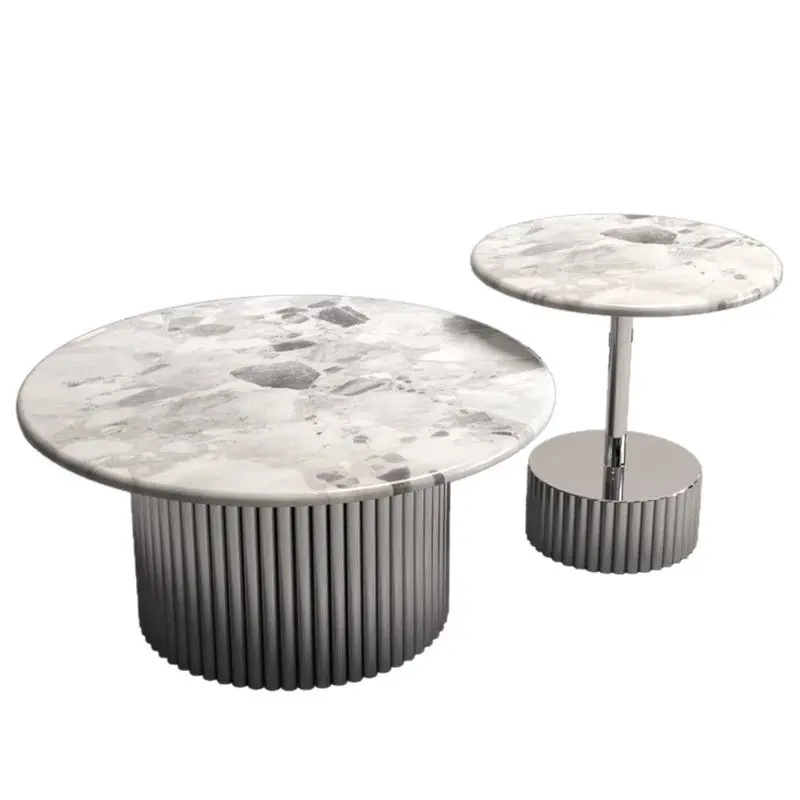 

Stainless steel marble silver small corner wabi tea table