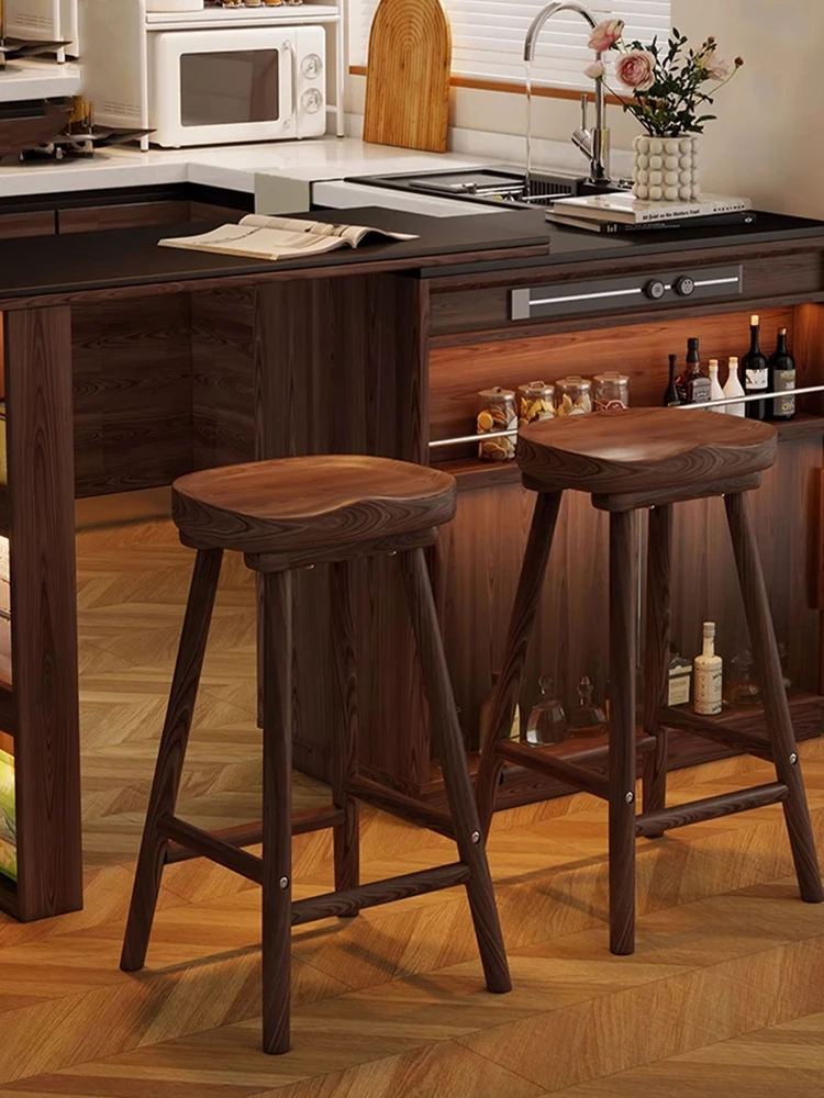

Home Furniture Solid Wood Bar Stools Dining Table High Legged Stool Restaurant Chairs Coffee Shop Chair Bar Chairs Balcony Stool