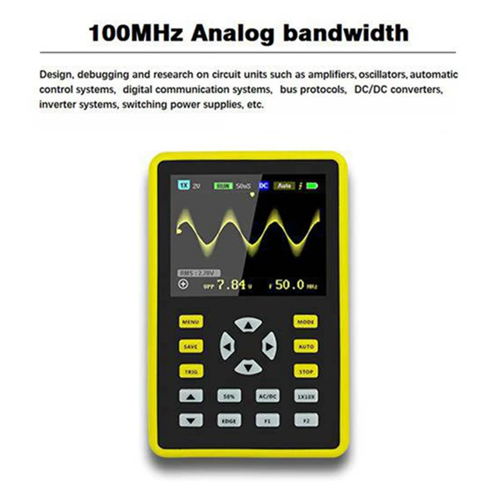 2.4-Inch 5012H Ips Screen Digital Oscilloscope 500Ms/S Sampling Rate 100Mhz Analog Bandwidth Supports Waveform Storage