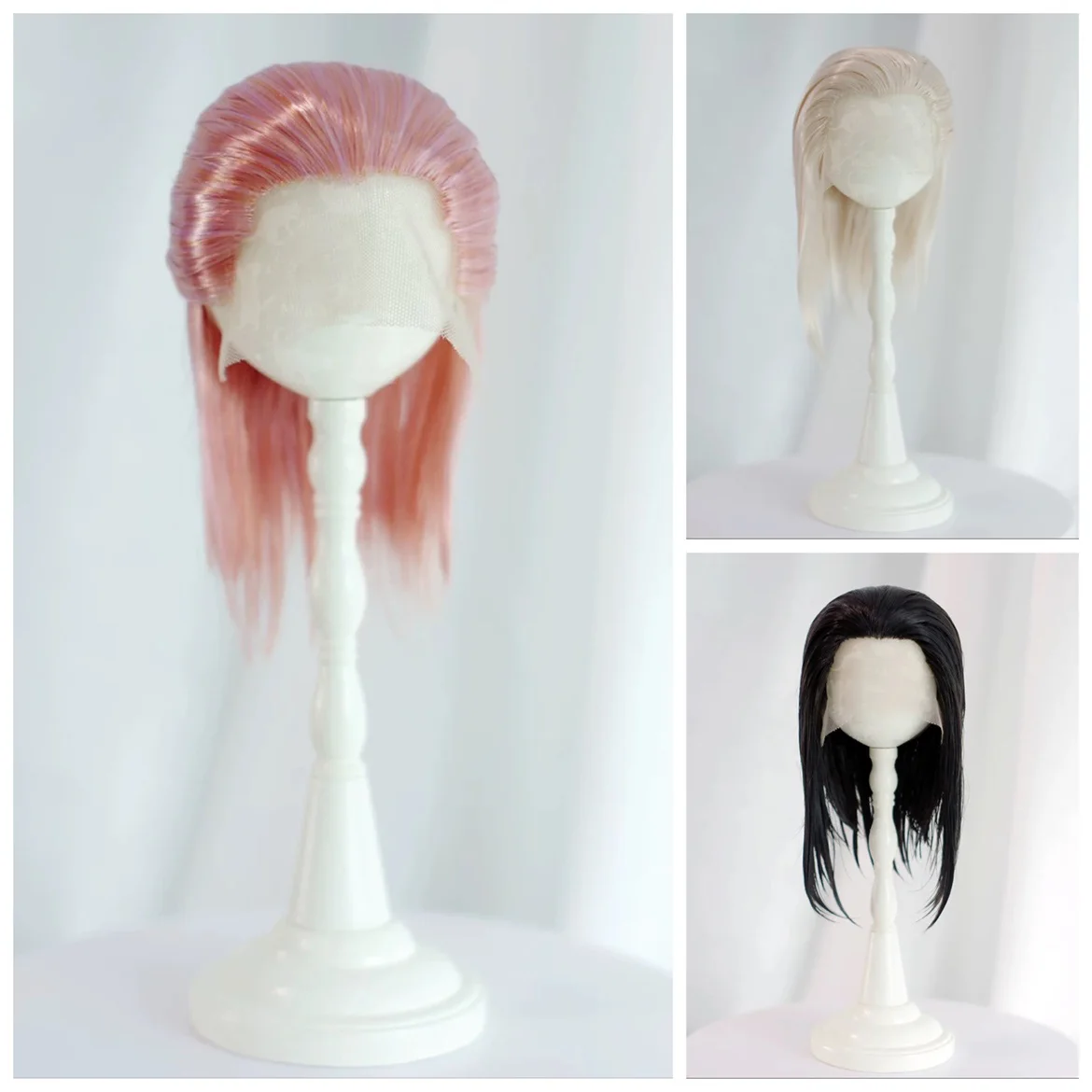 

BJD doll wig suitable for 1/3 1/4 size bjd soft silk back three-point hand hook beauty point blank long hair doll accessories