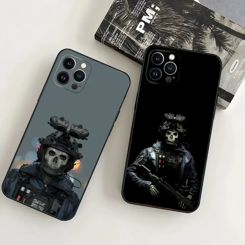 

C-Call Of Game D-Duty Ghost Phone Case For iPhone16,15,14,13,12 Mini 11 Pro XR,X,XS,MAX 7,8 Plus Silicone Cover Soft Black