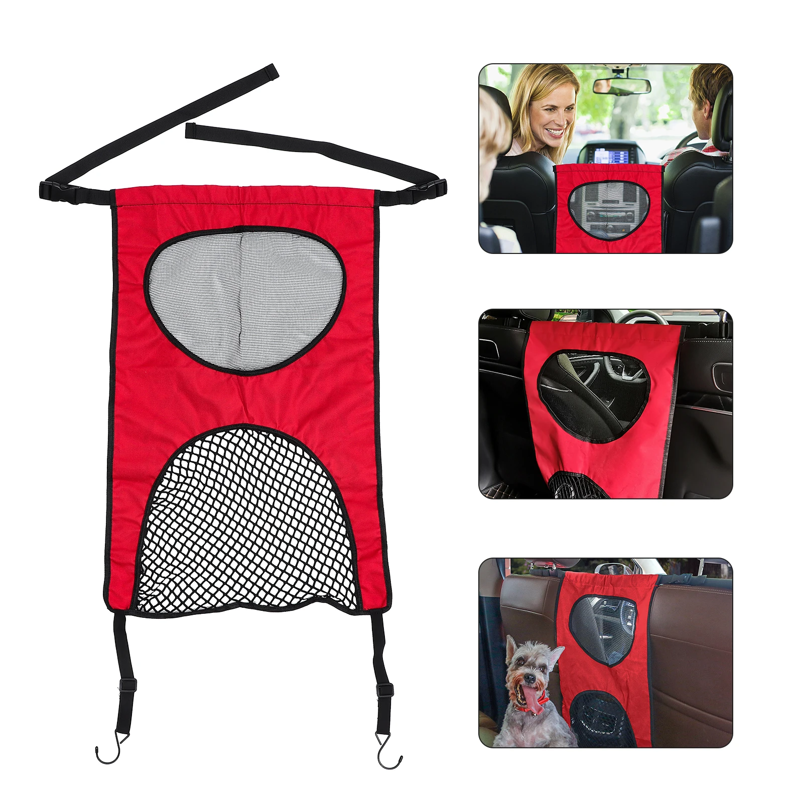 

Rear Protection Net Black Mesh Pet Barrier Nylon Car Pet Barrier Fully Adjustable Dog Cover for Pets Kids Car Safety