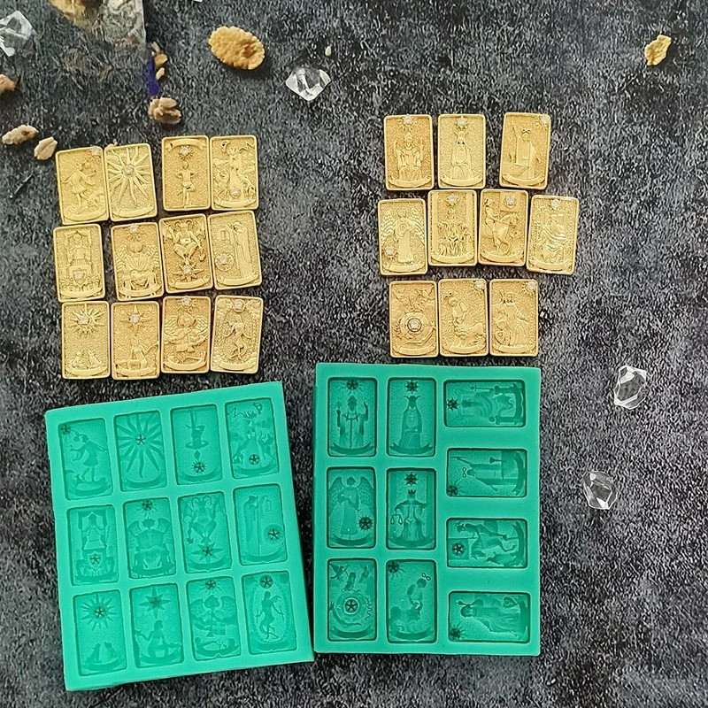 

10 and 12 Cavities Tarot Card Silicone Molds Pendant Chocolate Silicone Mold Resin Epoxy Metal Jewelry Accessories Cake Decor