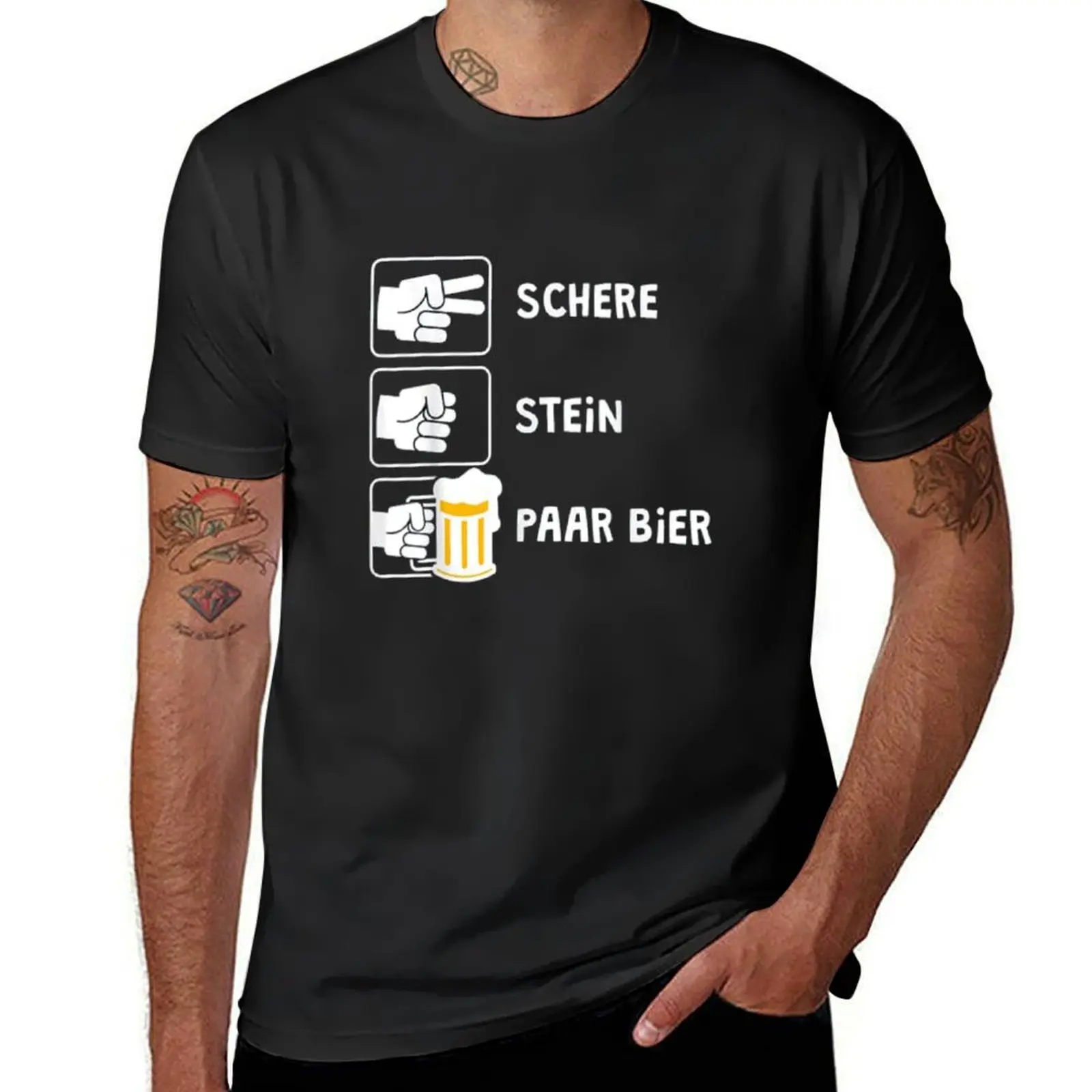 Schere Stein Paar Bier Lustiges Malle JGA Bier Spruch Party T-Shirt shirts graphic tees Aesthetic clothing t shirts for men pack