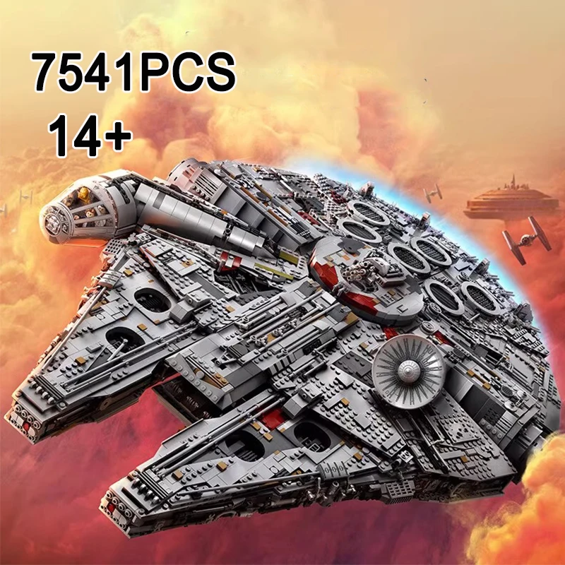 

7541 шт. UCS План космических войн Роскошный тысячелетие большой сокол космический корабль сборка модель головоломки 75192 кирпичи подарок на день рождения