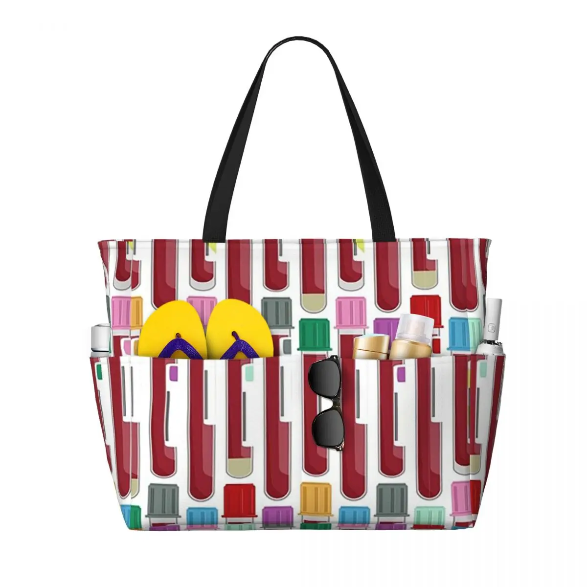 Phlebotomy Blood Tubes Beach Tote Bag Sport Gym Yoga Duffle Large Tote Bag Women Travel Bag Fitness bag