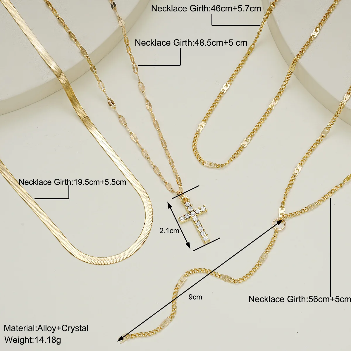 Retro Cross Pendant Layered Snake Chain Collarbone Necklace Vintage Chunky Choker for Women Fashion Daily