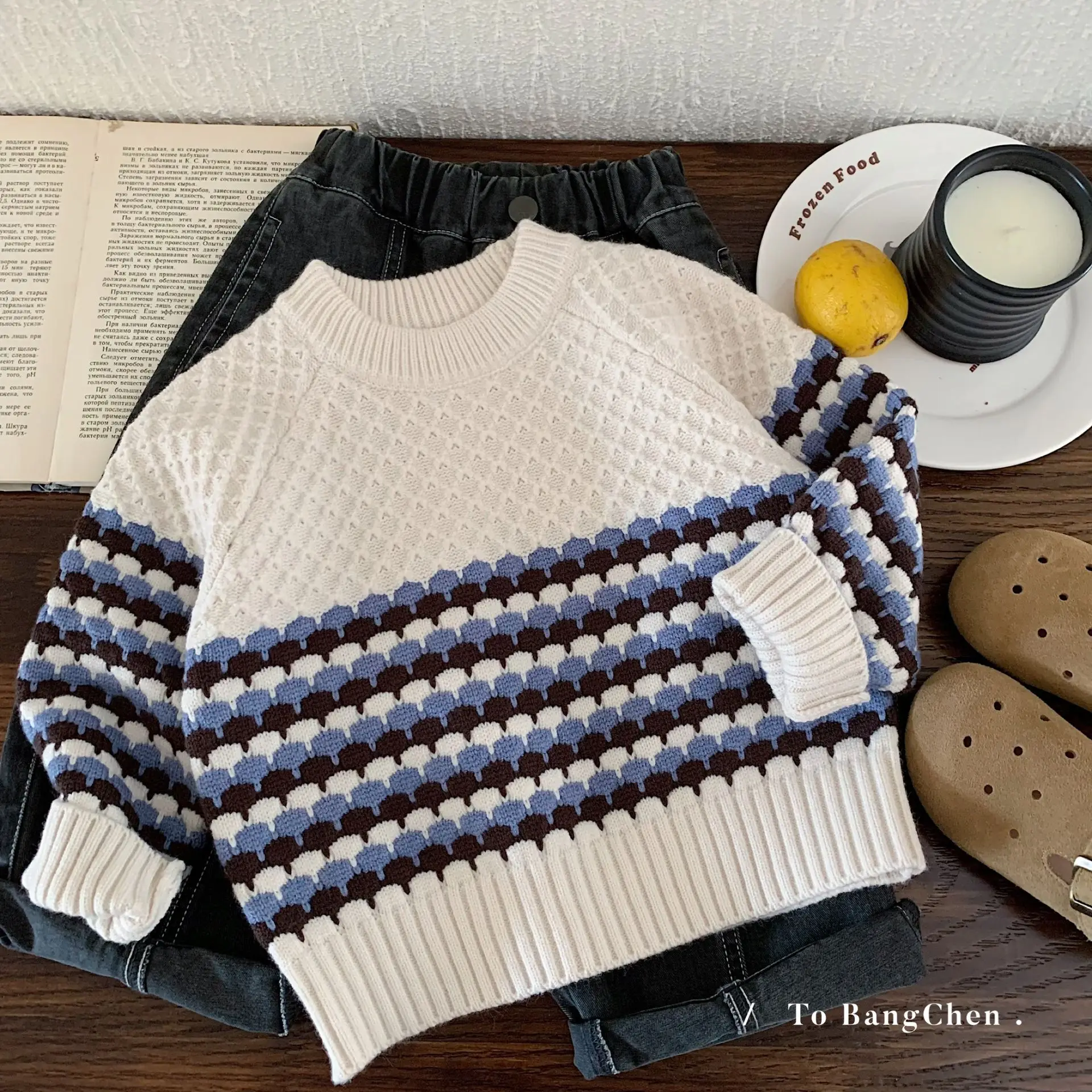 

Осенний свитер для маленьких мальчиков 2024, вязаный свитер с круглым вырезом и длинными рукавами для маленьких мальчиков, повседневный детский свитер для мальчиков