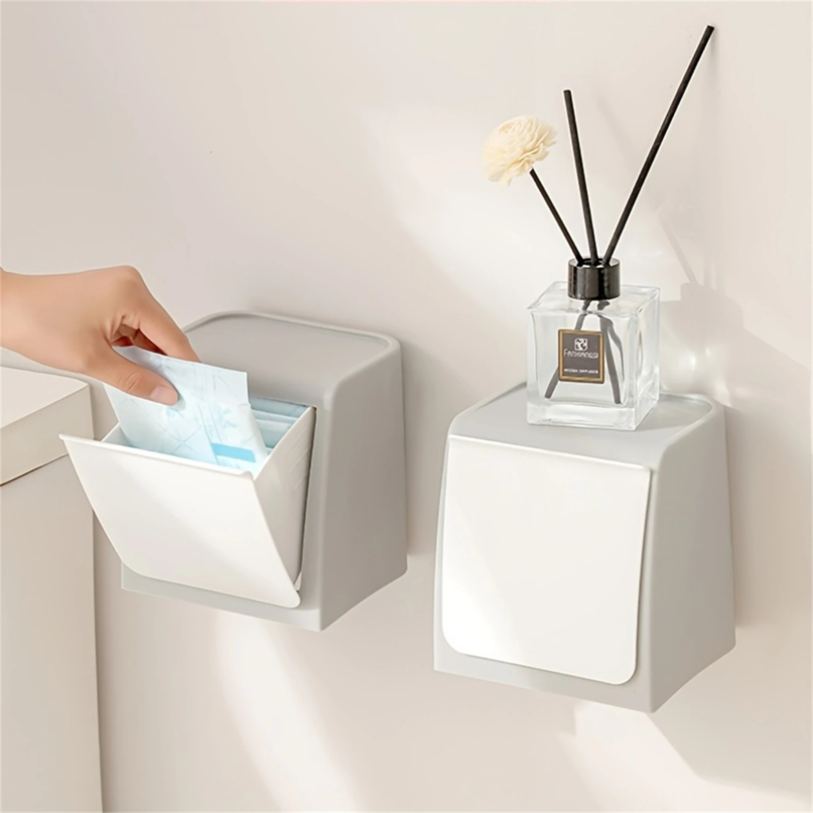 

Wall Mounted Organizer Multi-use Small Item Organizer Sanitary Container for Cotton Swab Floss Tissue