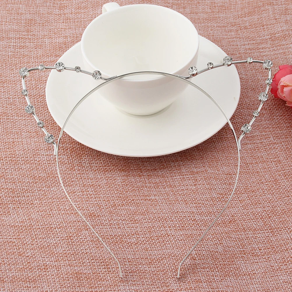 

2pcs Cat Ear Headband Rhinestone Sparkling Party Halloween Cosplay Costume Accessory For Women Adults Durable Lightweight