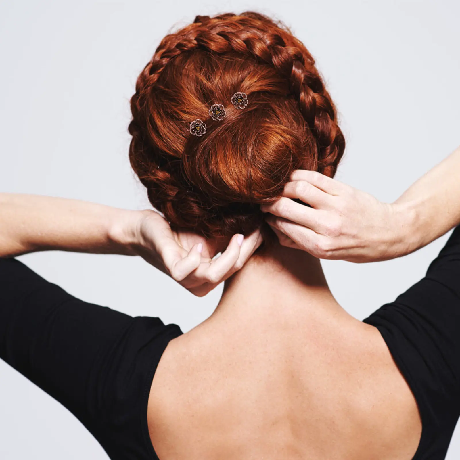 

3Pcs Classic Rose Pattern Claw Clip Hollowed Mini Trumpet Shape Sturdy Lightweight Alloy Hair Jaw Clamp for Women Girls All Day