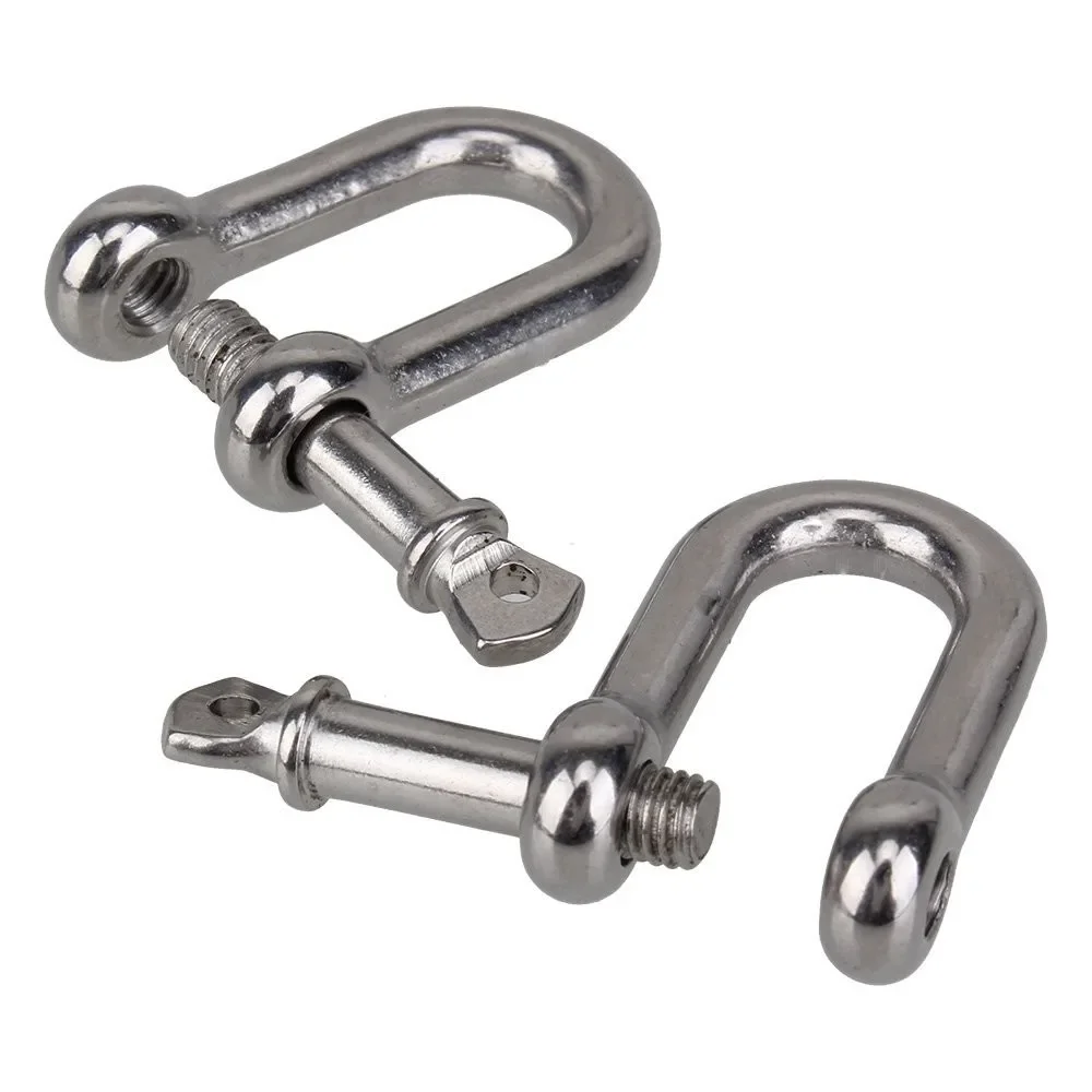 D Type Shackle Stainless Steel Lifting Towing Bow Dee D Link Rigging Shackles Marine Hooks Rigging 5mm - 10mm Hardware