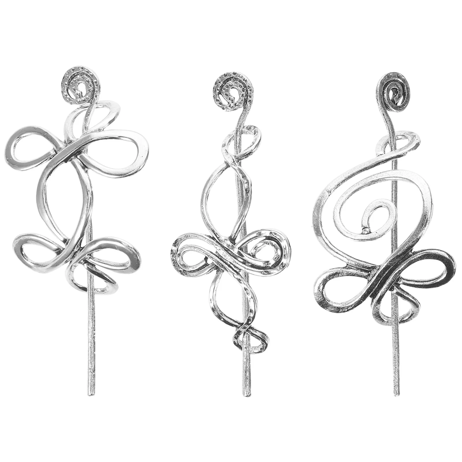 

3Pcs Vintage Hollow Alloy Hairpin Set Viking Jewelry Retro Metal Hair Clips for Bridal Updos Chinese Wedding Hair Accessories