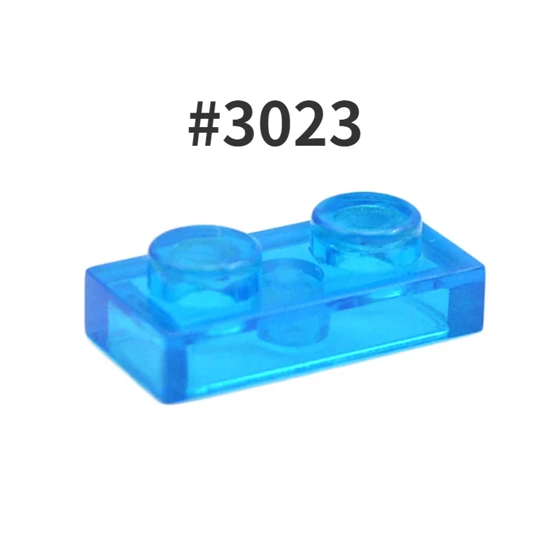 Building Block Smooth Thin Bricks Transparent Color 1x2 Dots 100pcs DIY Parts Brick 3069 3023 MOC Toy For Children