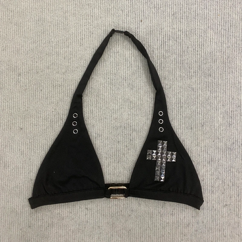Gothic Style Metal Wicker Nail Decoration Summer Women's Clothing New Sexy Bikini Top Swimsuit Slim Fit Retro Y2K Bikini Top
