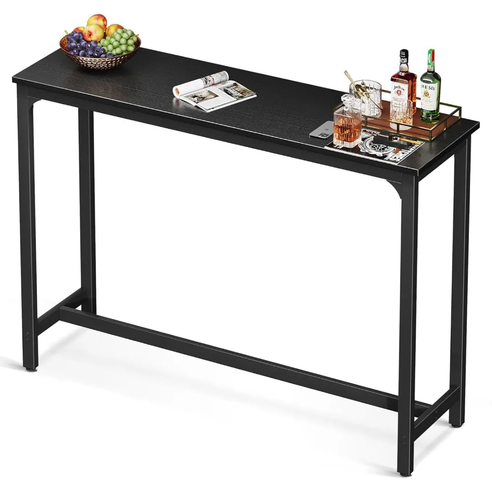 

55 Inch Bar Table, Bar Height Pub Table, Counter Height Bar Table, Rectangular High Top Kitchen & Dining Counter Tables with St