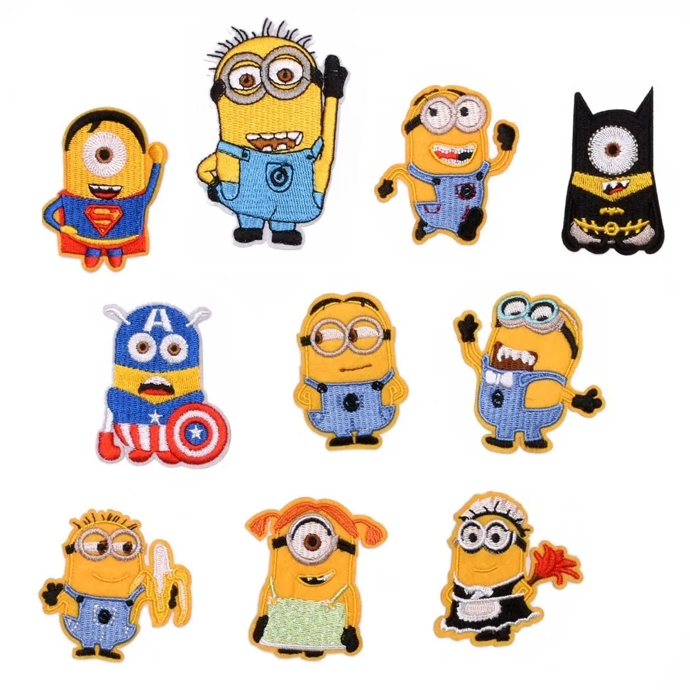 10/15Pcs Cartoon Cute Little Yellow Man Clothing Embroidery ironing Patch stickers Child clothing T-shirt Backpack decor Badge