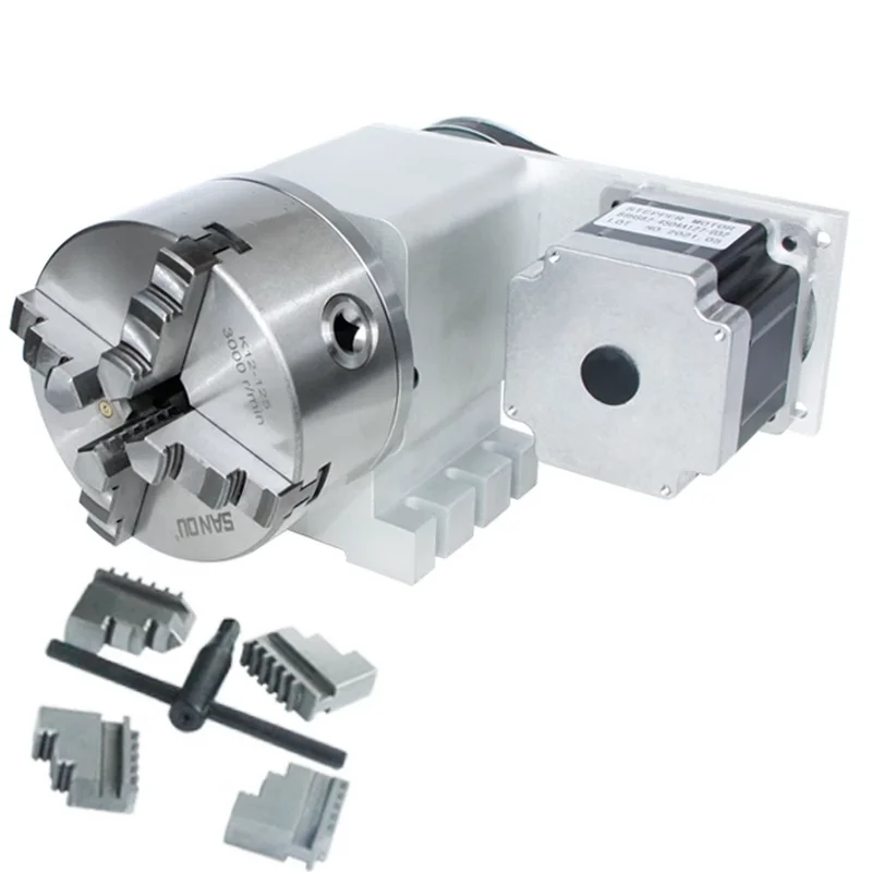 Carving Machine Fourth Axis CNC Dividing Head A Axis Rotating Axis Hollow Axis Through-hole Diameter 30MM Three Jaw Chuck 130