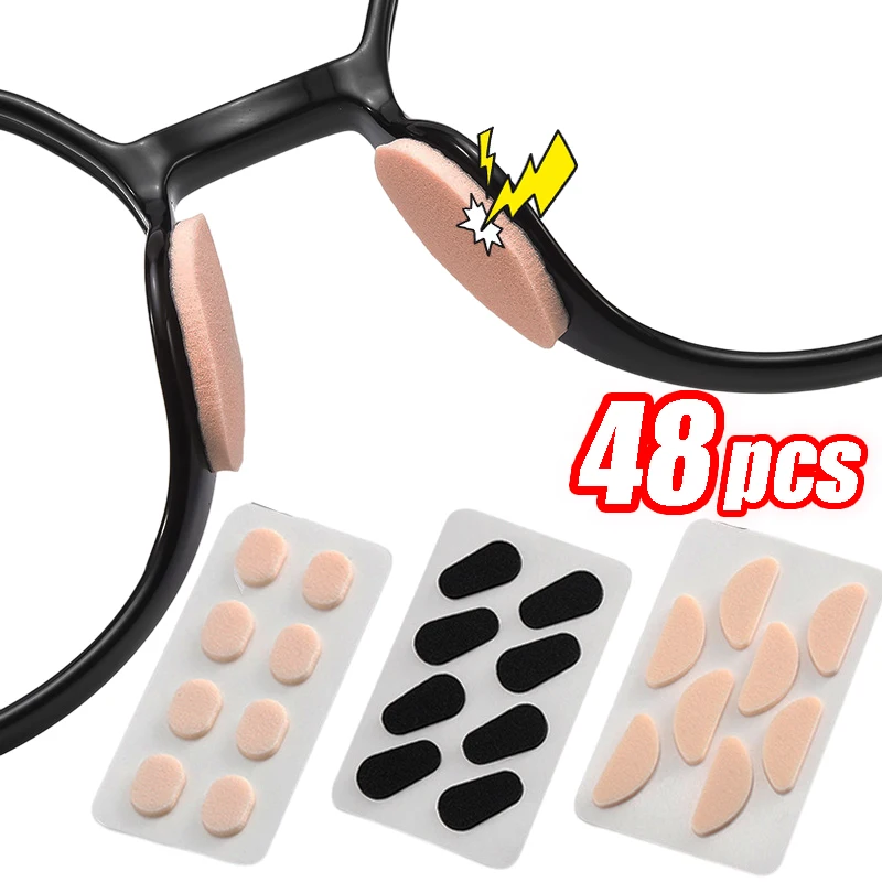 Non-slip Eye Glasses Nose Pads Self-Adhesive Water-proof Pressure-proof Soft Foam Reusable Oval Shape Eyeglasses Accessories Kit