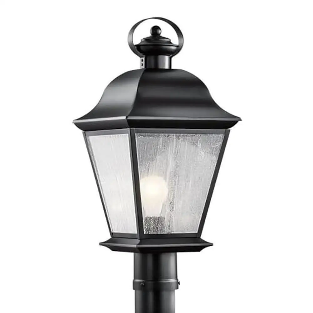 Outdoor Post Light Clear Seeded Glass Black 20.75