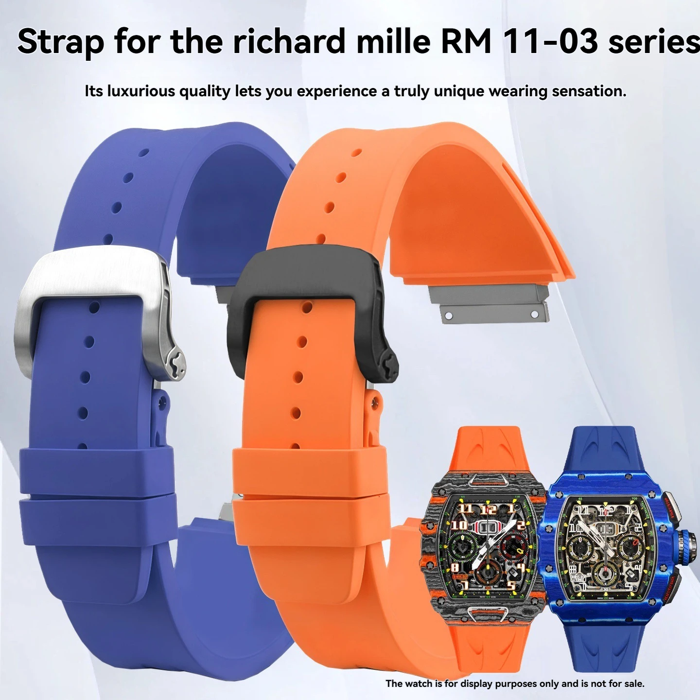 FKM Fluorocarbon Rubber Sport Water-Resistant Watch Straps Specifically Designed for Richard Mille RM11-03, RM011, RM65-01