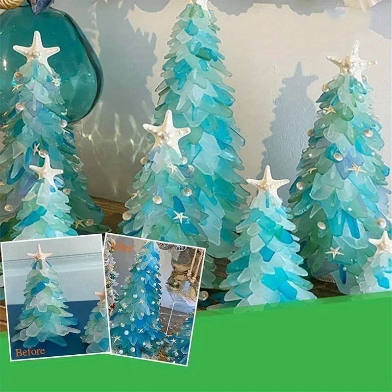 1Pc Sea Glass Christmas Tree Creative Unique Marine Creature Ocean Resin Diy Ornamen