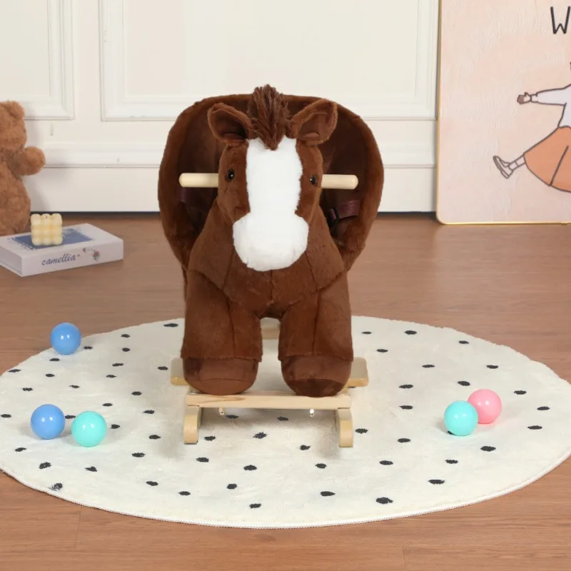 Children's Riding Swinging Toy Brown Plush Joystick Children's Riding Toy Nursery and Playroom Gift