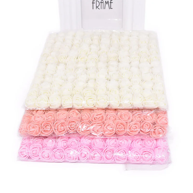 

144pcs Artificial Diamond Flowers Decoration PE Foam Rose Teddy Bear Fake Rose Florals DIY Scrapbook Wedding Home Decoration